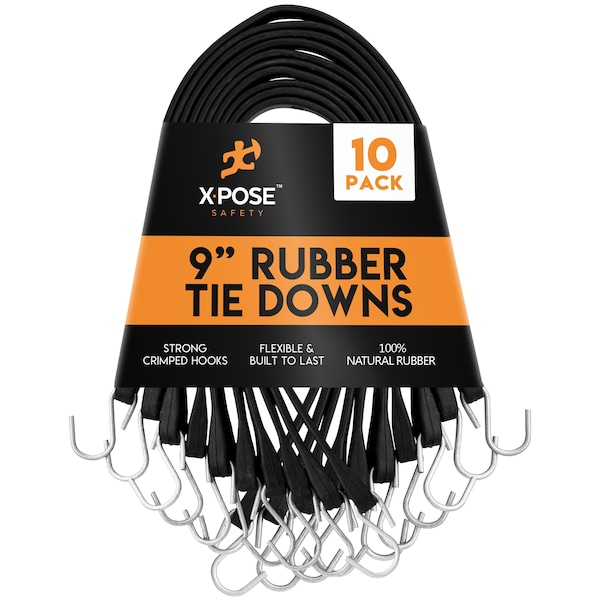 Xpose Safety Molded Rubber Tie Down Straps 9 in , 10PK TS-9-10 - main